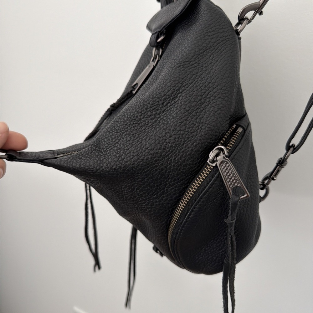 Rebecca Minkoff Julian Backpack Women Medium Black NWOT Pebbled Leather Tassel - Picture 4 of 11